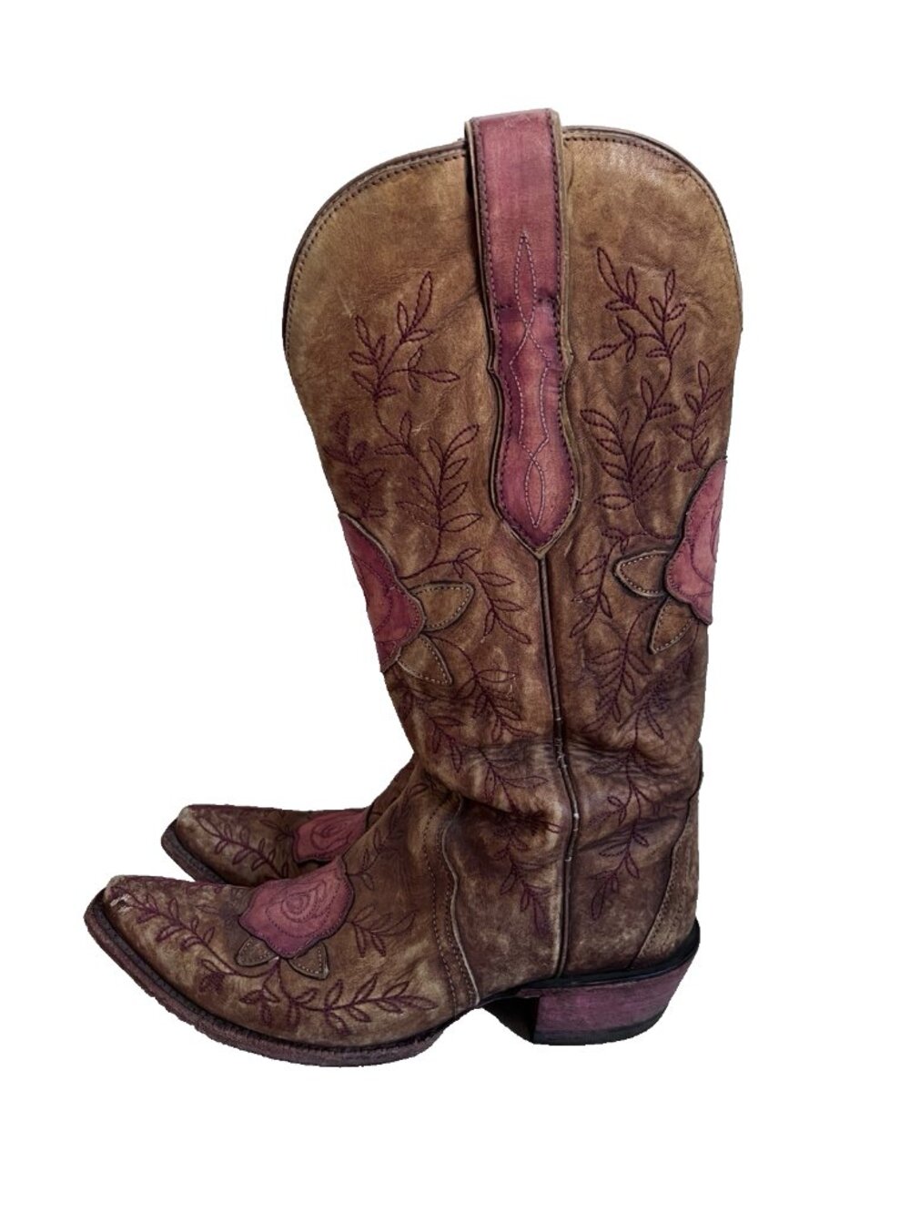 Ariat Rosalind Womens Western Boots Size 9 B Brown Leather Rose Floral Snip Toe - Picture 4 of 11
